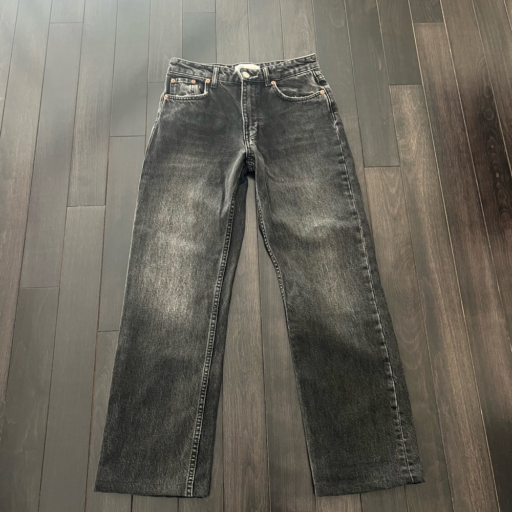 Zara Woman's Charcoal Mid-Rise Jeans